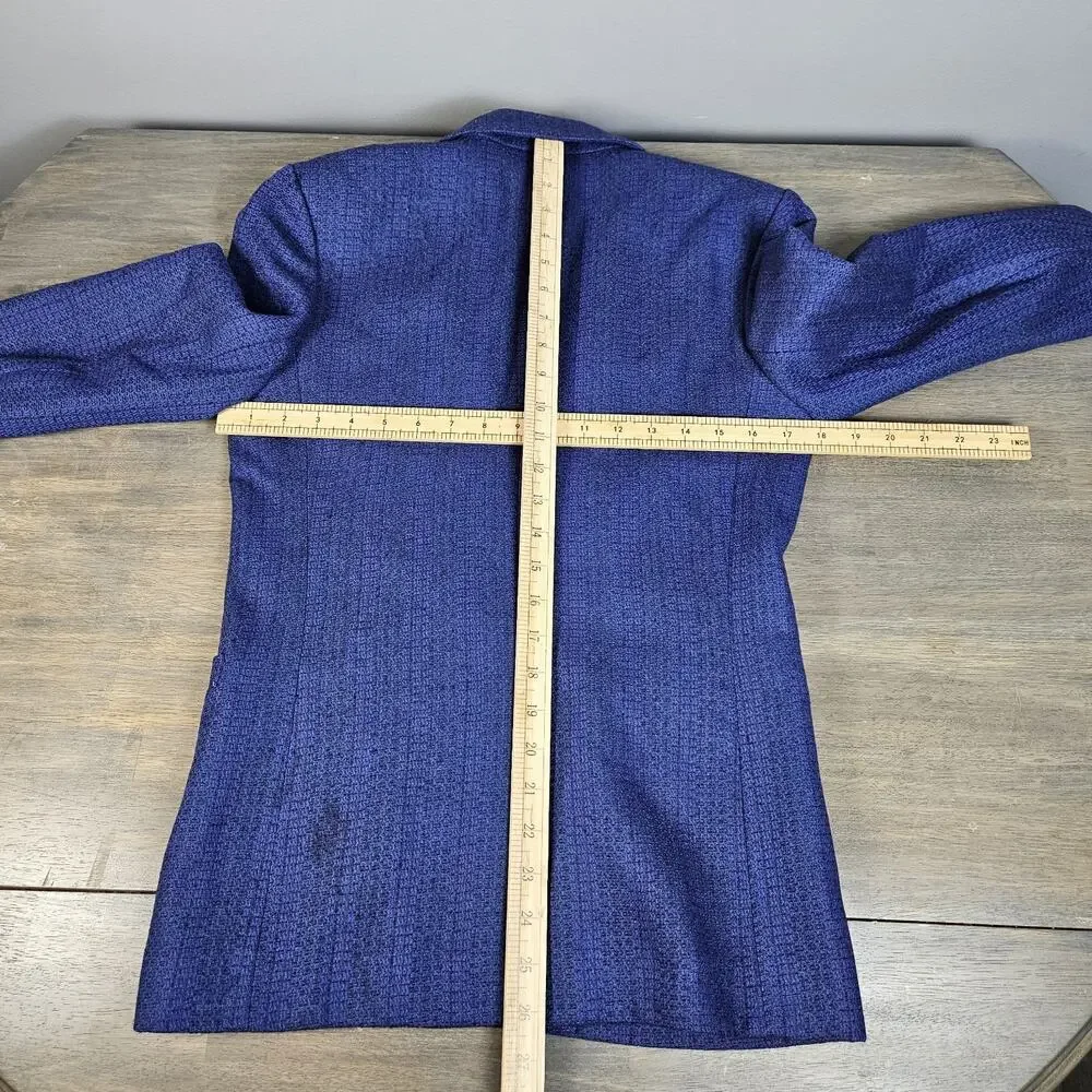 Vintage Spitalnick & Co. Blue Blazer One Button Green Accent Wool Blend Size‎ 4